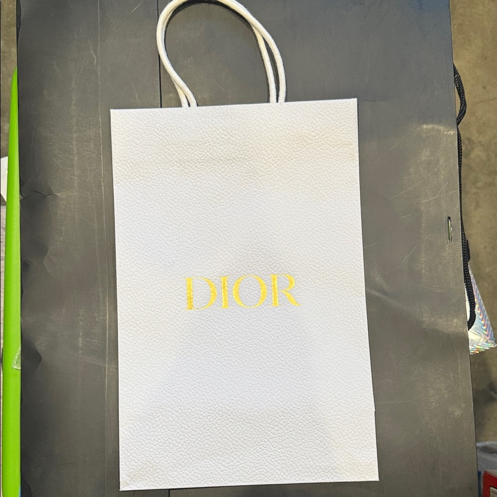 Dior White Bag with Gold Logo